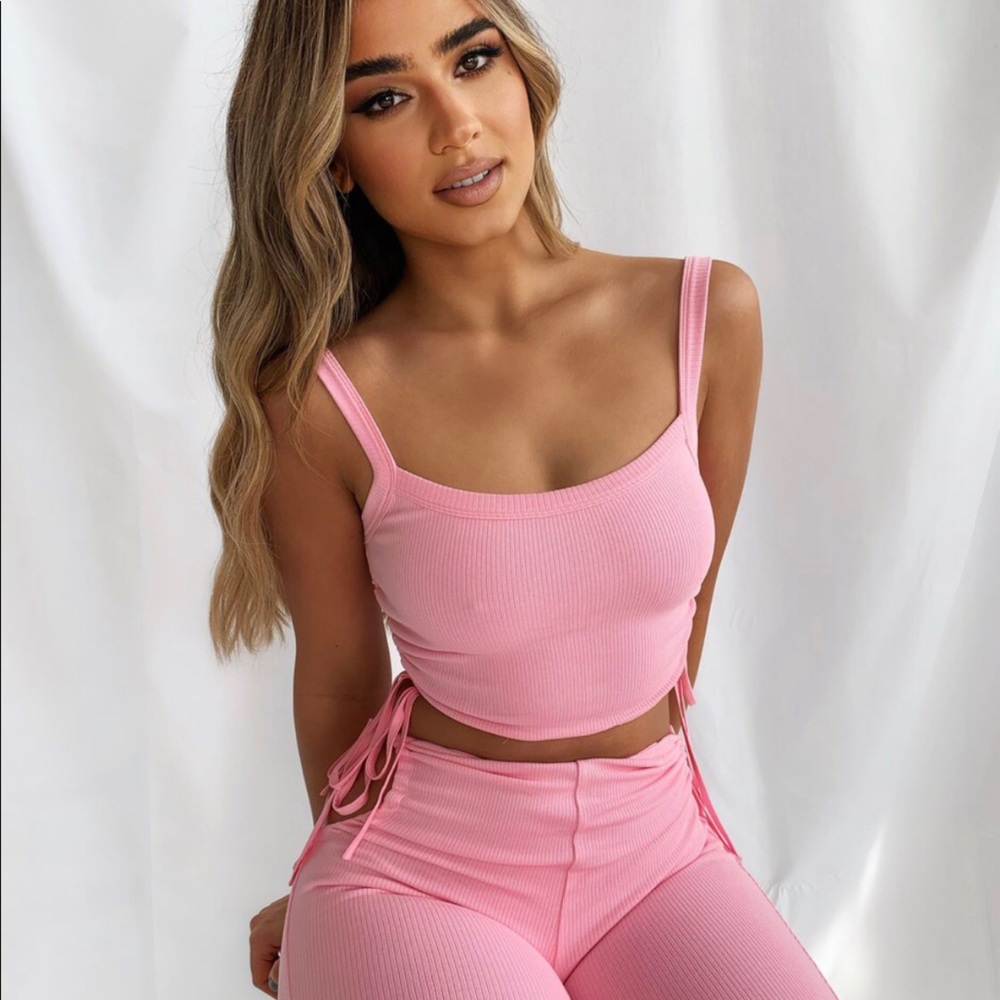 Tiger Mist Zavier Pink Crop Top W/Side Ties